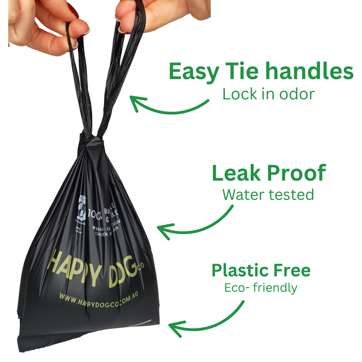 120 Bags - Strong, leak-proof dog waste bags with tie handles
