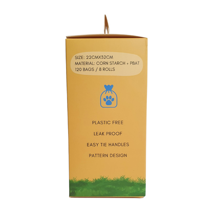 120 Bags - Strong, leak-proof dog waste bags with tie handles