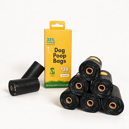 120 Bags - Strong, leak-proof dog waste bags with tie handles
